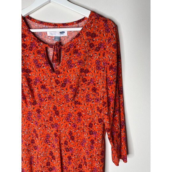 Old Navy Dress Womens Maternity Medium Floral Mini Boho Orange Pink Casual Work - Picture 5 of 12